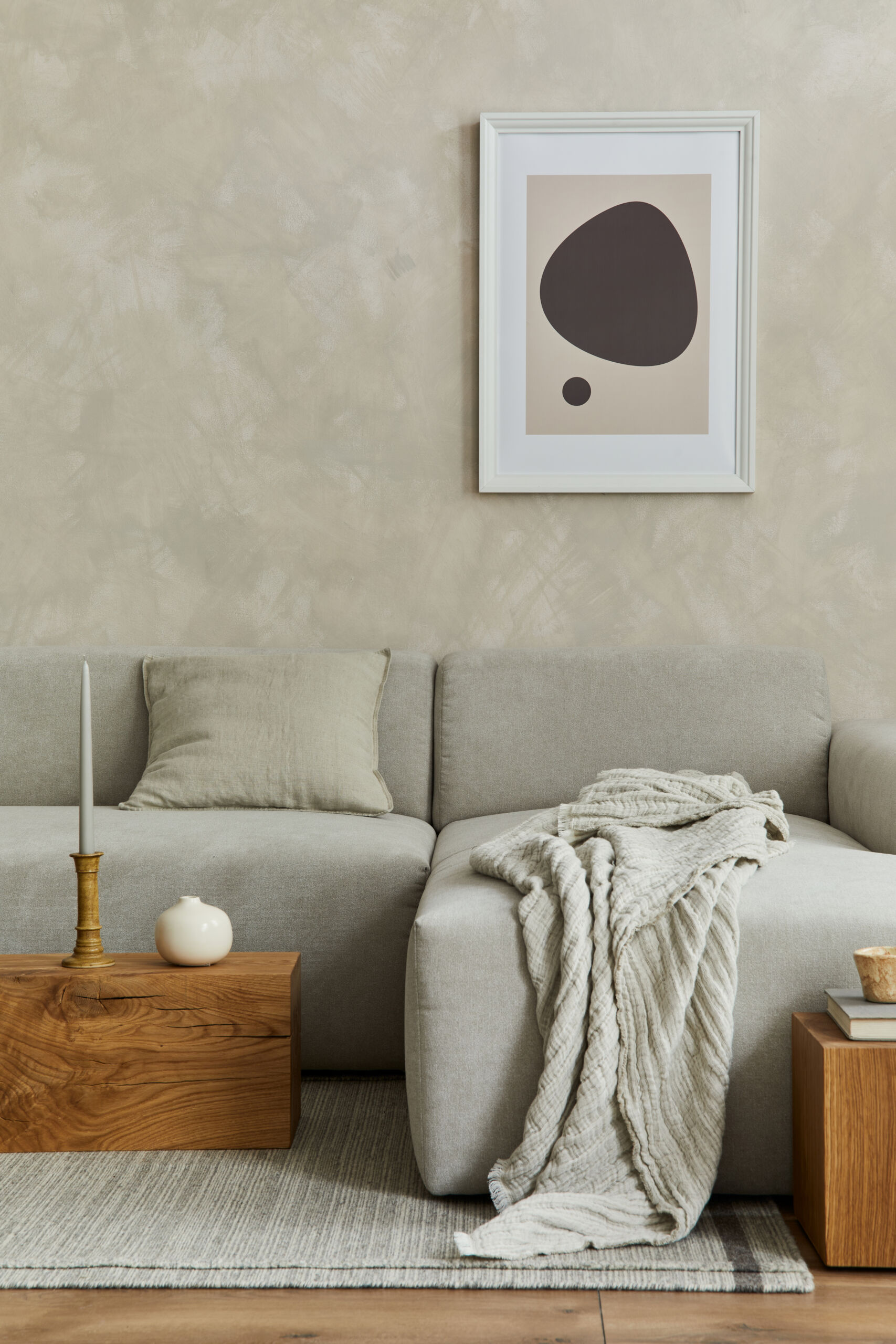 Trusted Leaside House painters transforming living room walls with earthy tone limewash.