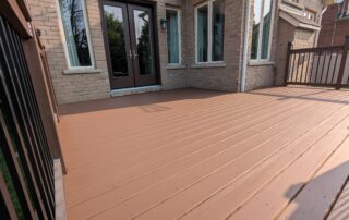 Freshly stained wooden deck in Richmond Hill, showcasing a solid stain application.