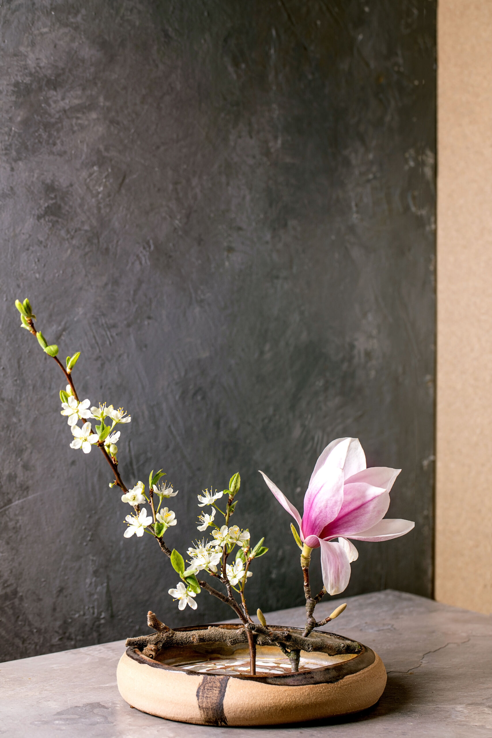 Venetian plaster in dark gray color on walls of a Forest Hill living room, showcasing a sleek, elegant finish.